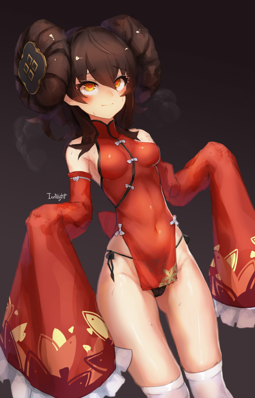 1girl, absurdres, ahoge, alternate_costume, bangs, blush, breasts, brown_hair