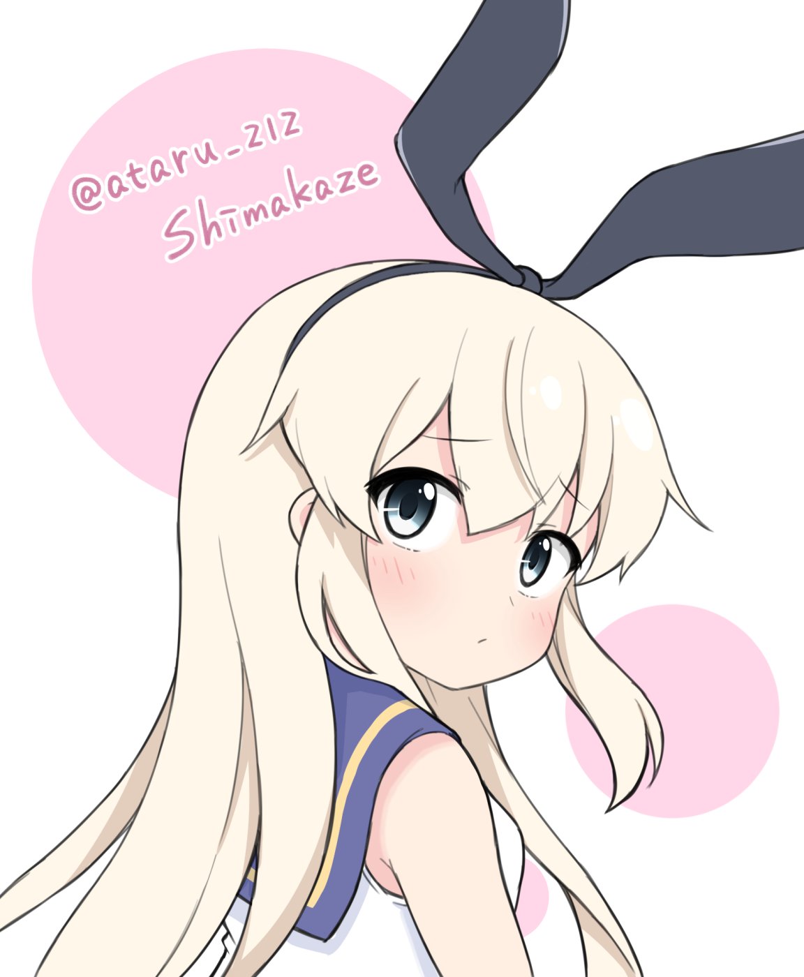 1girl, ataru_(ataru-littlebird), black_hairband, blonde_hair, blue_sailor_collar, character_name, commentary_request, grey_eyes