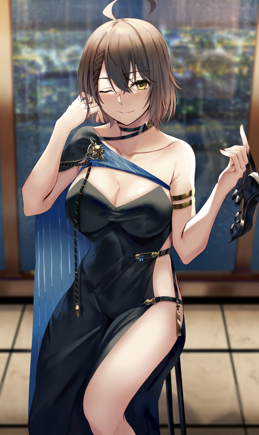 absurdres, ahoge, azur_lane, baltimore_(azur_lane), baltimore_(evening_breeze_minuet)_(azur_lane), blue_cape, bob_cut, braid