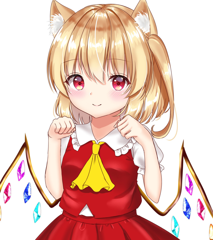 1girl, animal_ear_fluff, animal_ears, arms_up, blush, breasts, cat_ears, commentary