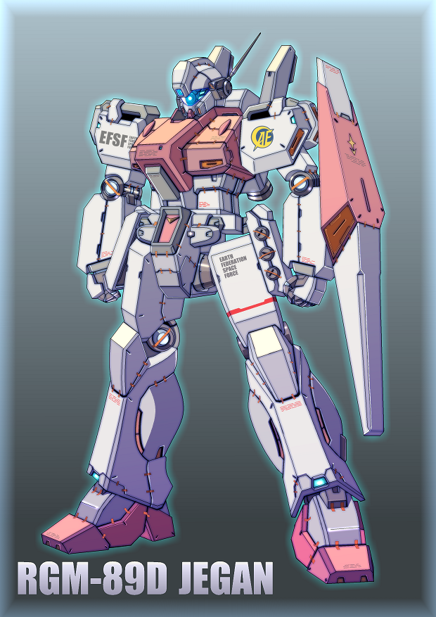 character_name, clenched_hands, gundam, jegan, joy_(cyber_x_heaven), looking_down, mecha, missile_pod
