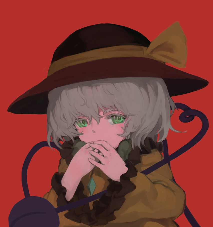 1girl, bangs, blush, buttons, collared_shirt, commentary, covering_mouth, eyeball