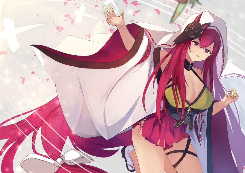 1girl, azur_lane, bare_shoulders, bow, breasts, chiyoda_(azur_lane), claw_ring, eyebrows_visible_through_hair