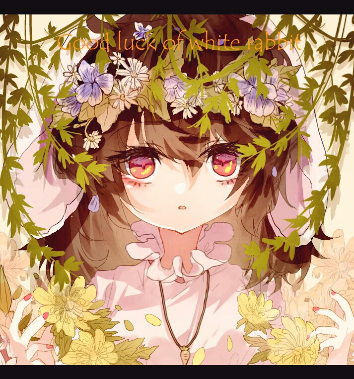1girl, animal_ears, bangs, brown_hair, bunny_girl, carrot_necklace, collar, dress