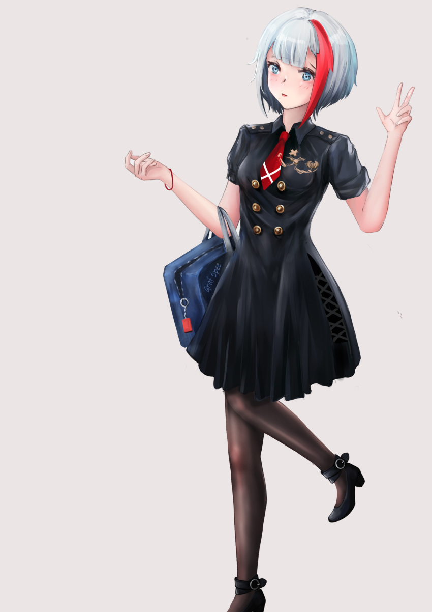 1girl, absurdres, admiral_graf_spee_(azur_lane), admiral_graf_spee_(maiden's_sunday)_(azur_lane), azur_lane, black_dress, black_footwear, blue_bag