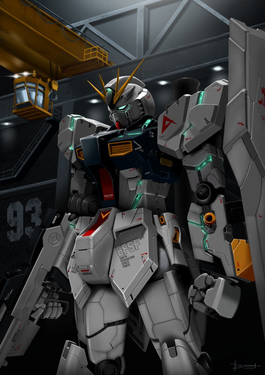 absurdres, beam_rifle, boris_(borisasf), char's_counterattack, clenched_hand, energy_gun, green_eyes, gun