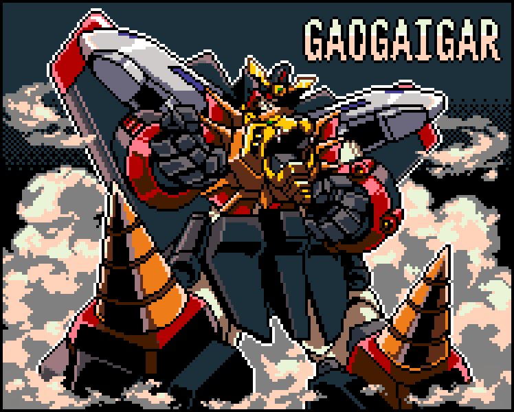 character_name, clenched_hand, gaogaigar, looking_down, mecha, no_humans, okuya, open_hand