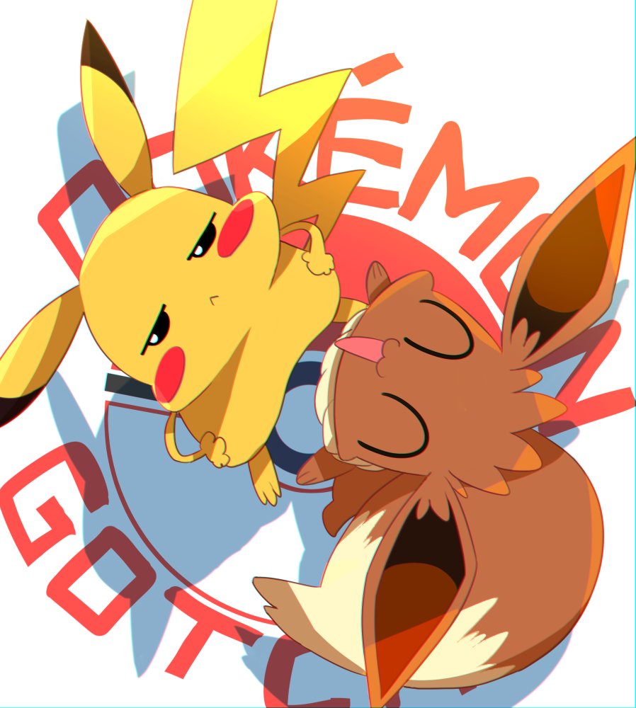 ^_^, closed_eyes, copyright_name, eevee, from_above, gen_1_pokemon, gotcha!, half-closed_eyes