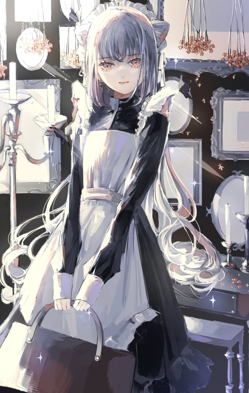 1girl, bag, bangs, highres, holding, holding_bag, isshiki_shime, long_hair