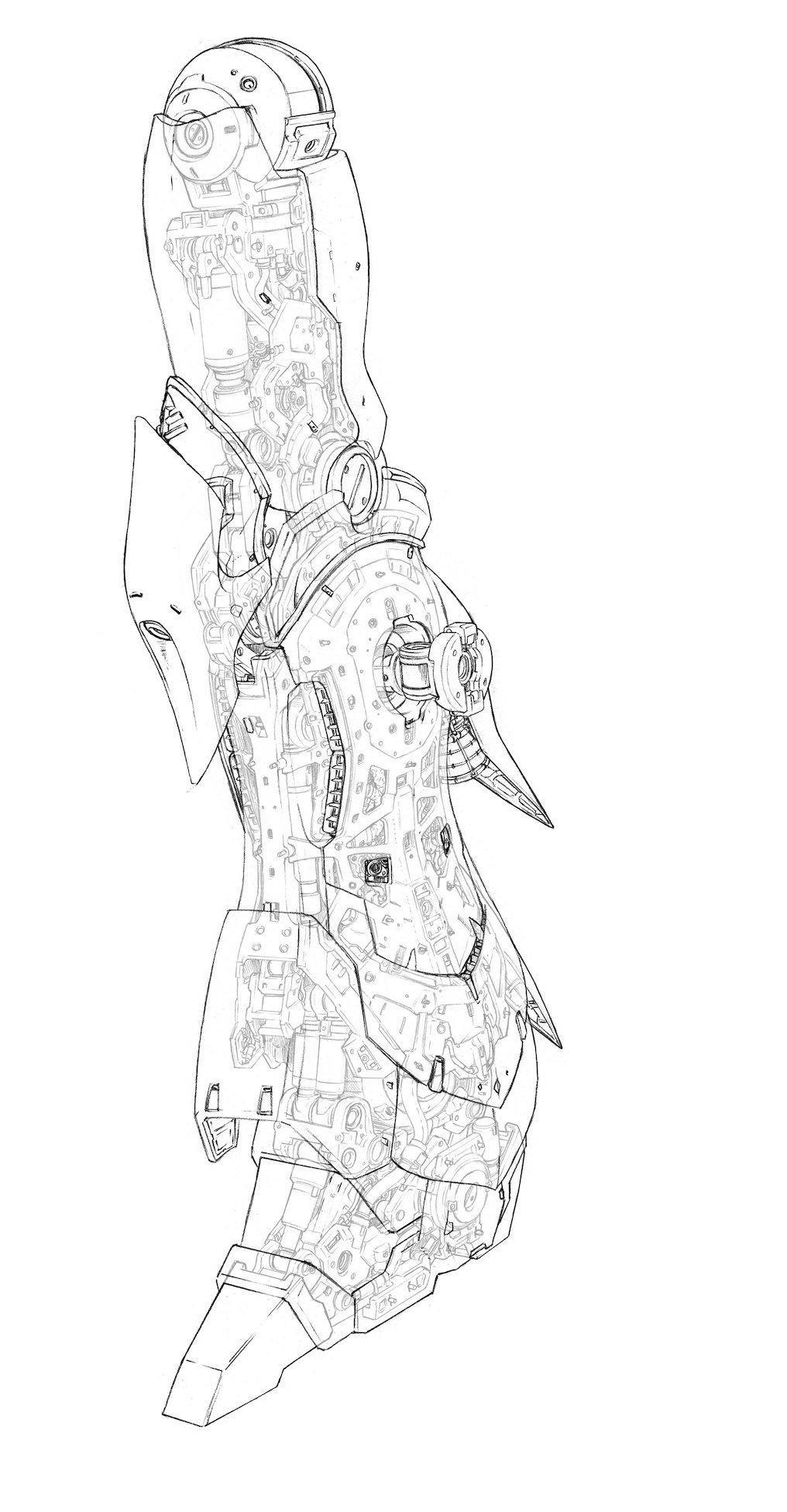 gundam, gunpla, highres, joints, kyoshi_takigawa, lineart, machinery, mecha