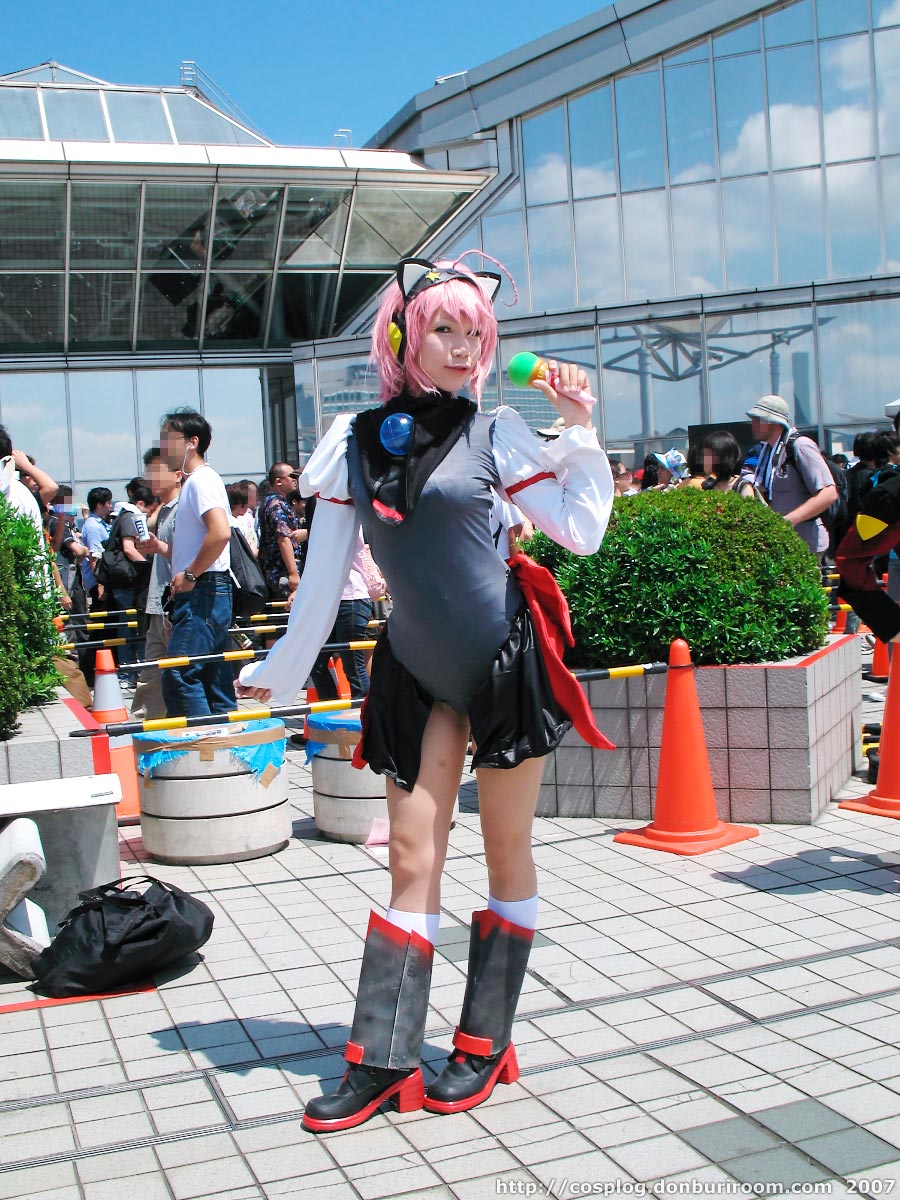 ahoge, animal_ears, asian, boots, cat_ears, cosplay, kneehighs, microphone