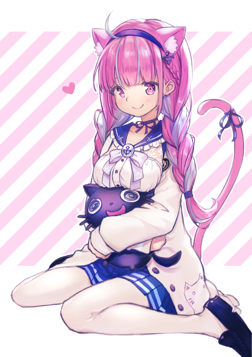 1girl, absurdres, ahoge, anchor_symbol, animal_ear_fluff, animal_ears, bangs, black_footwear