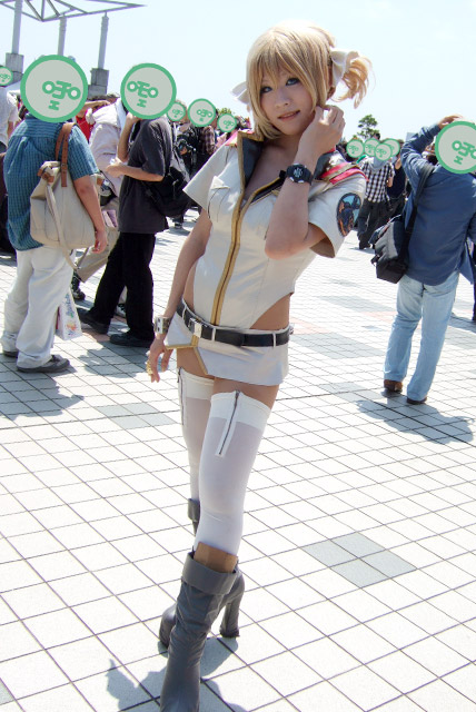 blonde_hair, boots, catherine_blitzen, cosplay, gundam, gundam_0079, gundam_0079_card_builder, hair_bows