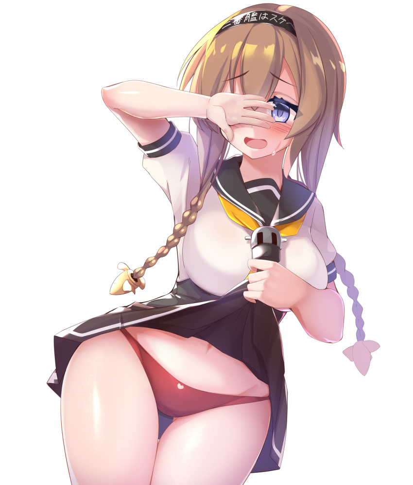 absurdres, between_breasts, blue_eyes, braid, breasts, hair_ornament, highres, kantai_collection