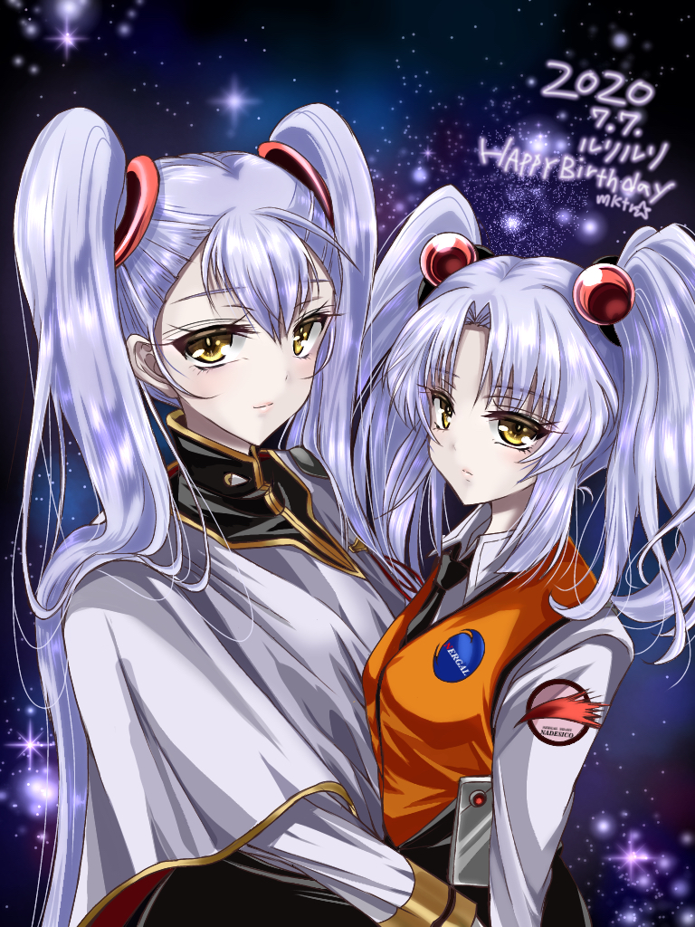1girl, age_progression, character_name, dated, happy_birthday, hoshino_ruri, hug, kidou_senkan_nadesico