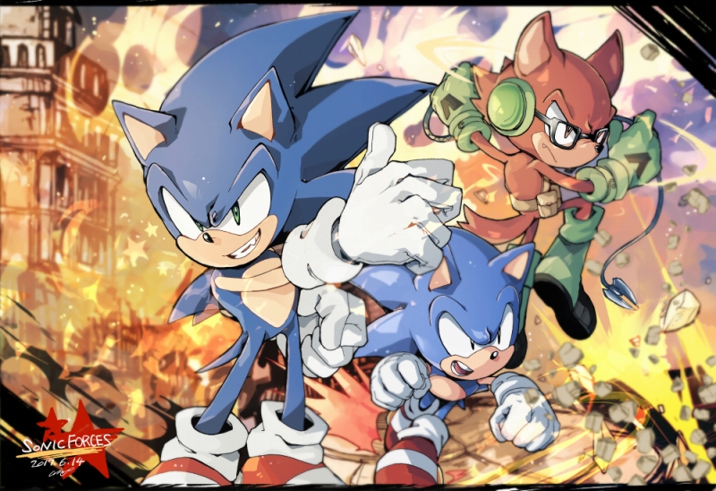 2017, 3boys, aimf, animal_ears, avatar_(sonic_forces), black_eyes, classic_sonic, dated