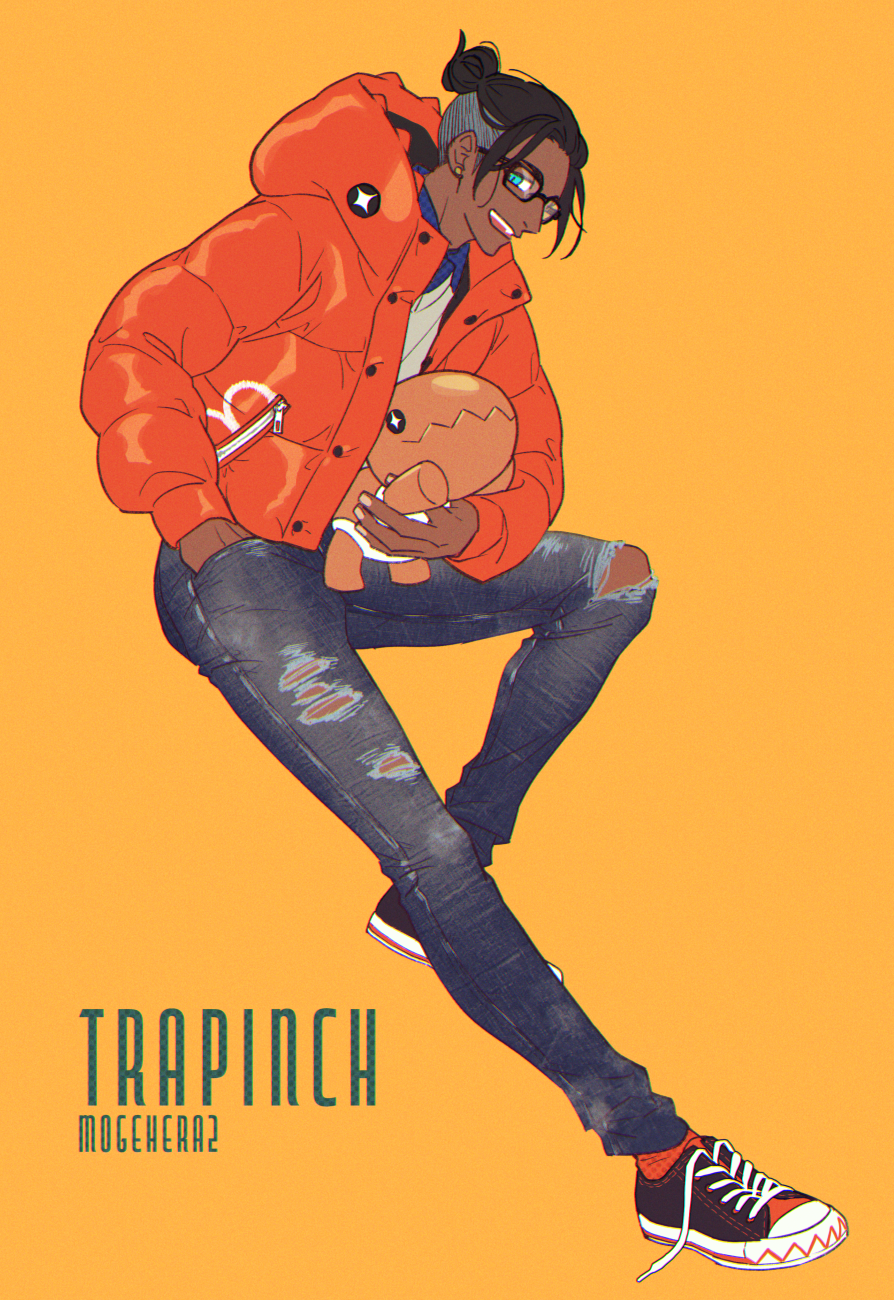 1boy, alternate_costume, aqua_eyes, black_hair, buttons, character_name, commentary_request, dark_skin
