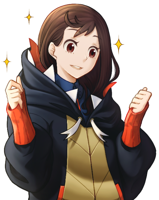 1girl, :d, blue_shirt, brown_hair, cosplay, gloria_(pokemon), long_hair, long_sleeves, open_mouth, pokemon, pokemon_(game), pokemon_swsh, raihan_(pokemon), raihan_(pokemon)_(cosplay), red_eyes, shio_musubi, shirt, simple_background, smile, solo, sparkle, standing, white_background