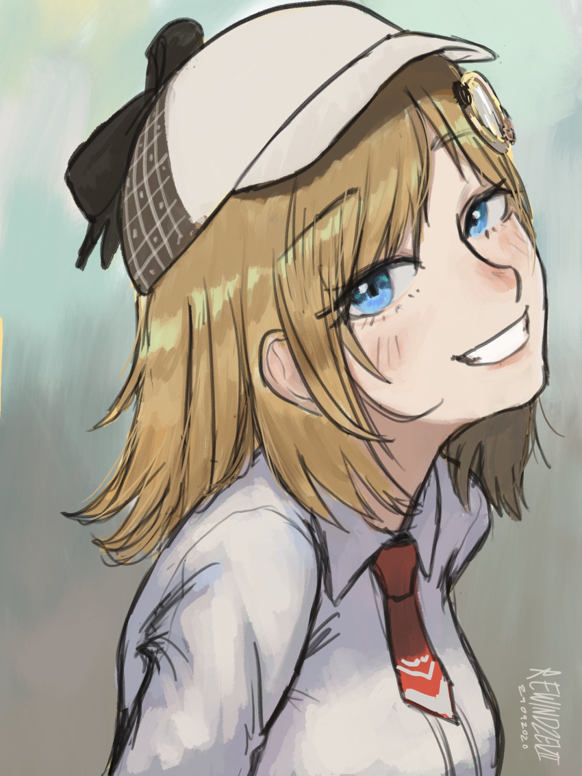 1girl, artist_name, bangs, blonde_hair, blue_eyes, close-up, dated, eyebrows_visible_through_hair