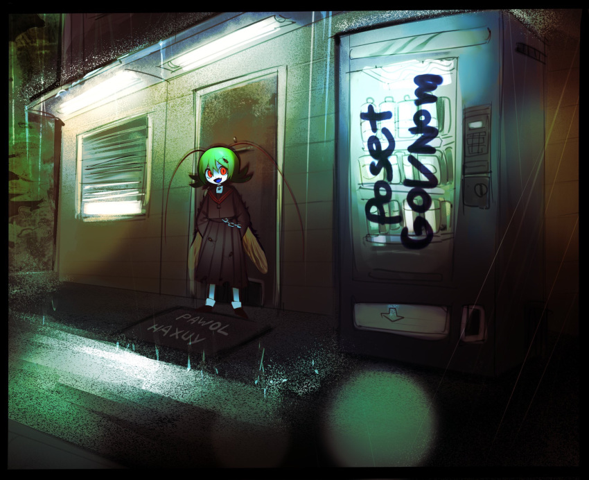 antennae, arms_behind_back, black_serafuku, blue_tongue, bug, chain, cockroach, graffiti