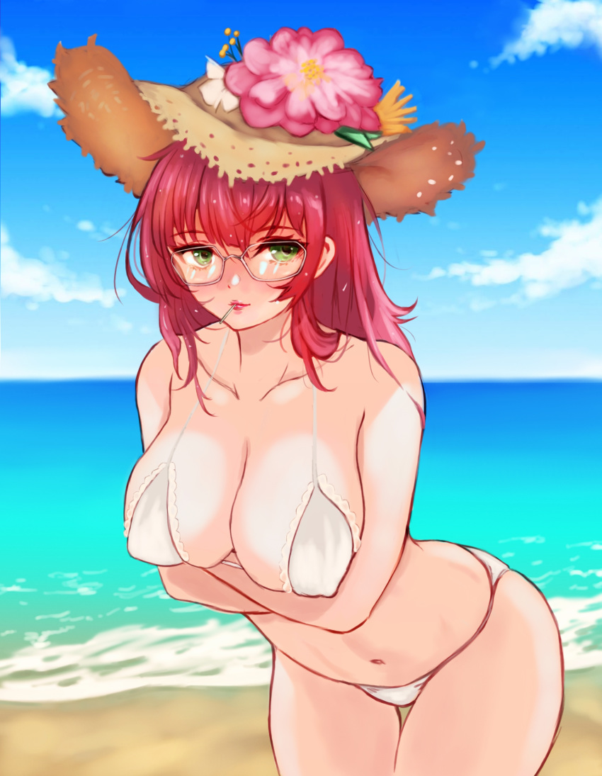 1girl, absurdres, akira_(yuibnm71), azur_lane, beach, bikini, breasts, clouds