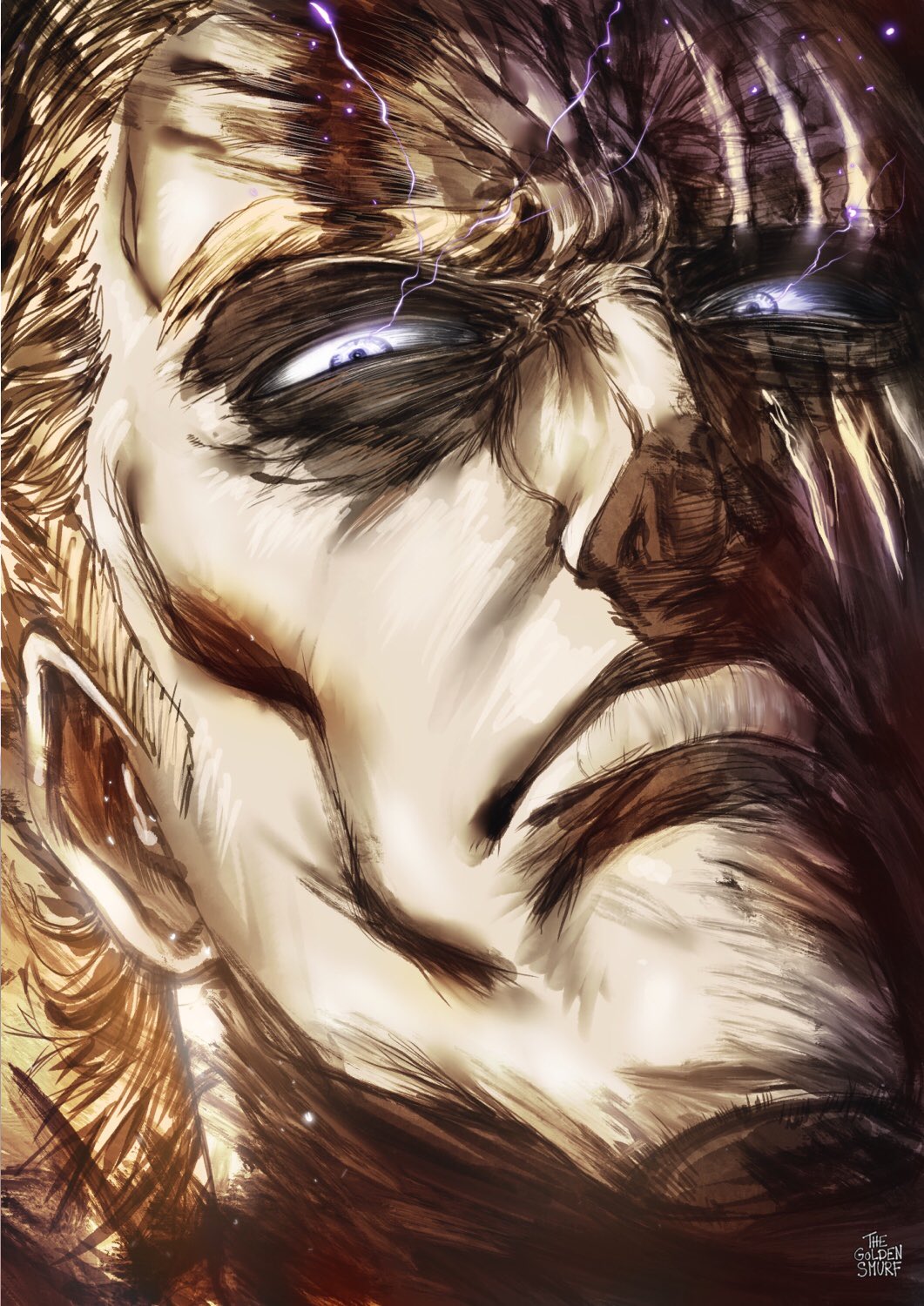 1boy, artist_name, blonde_hair, cheekbones, close-up, closed_mouth, face, glowing