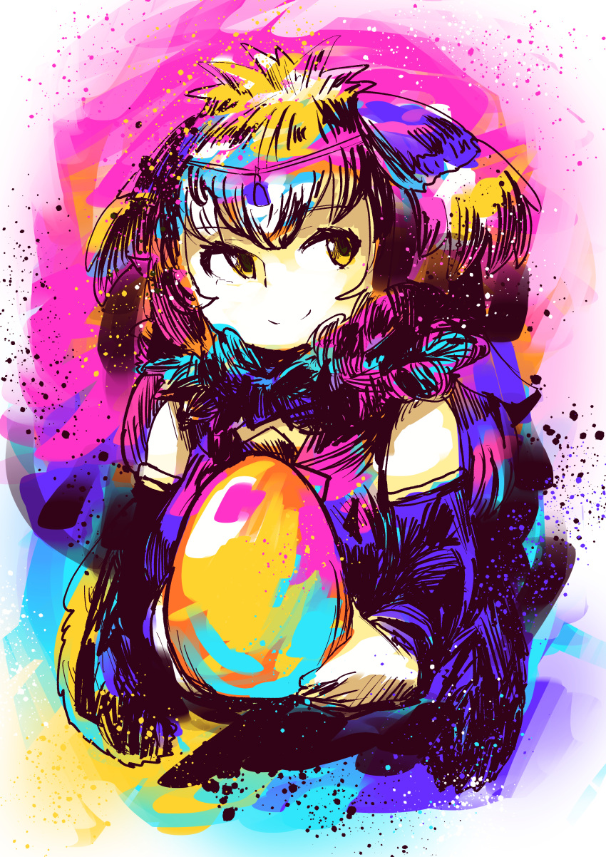 1girl, absurdres, bare_shoulders, bird_wings, bow, bowtie, closed_mouth, colorful