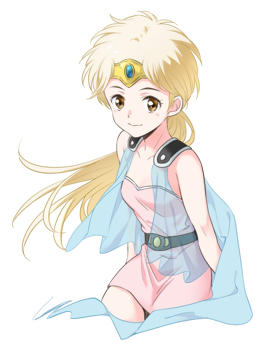 1980s_(style), 1girl, agahari, belt, blonde_hair, blush, breasts, brown_eyes