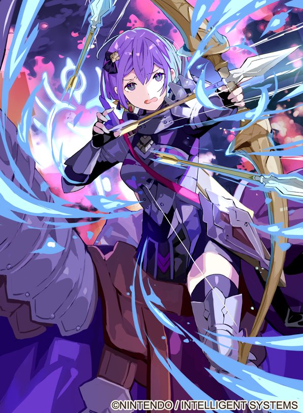 1girl, armor, armored_boots, arrow_(projectile), bernadetta_von_varley, boots, bow_(weapon), bracer