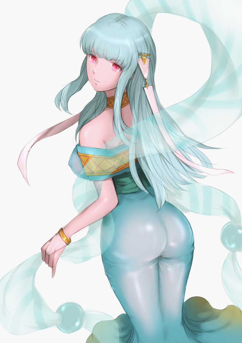 1girl, ass, bare_shoulders, blue_hair, breasts, dancer, fire_emblem, fire_emblem:_the_blazing_blade