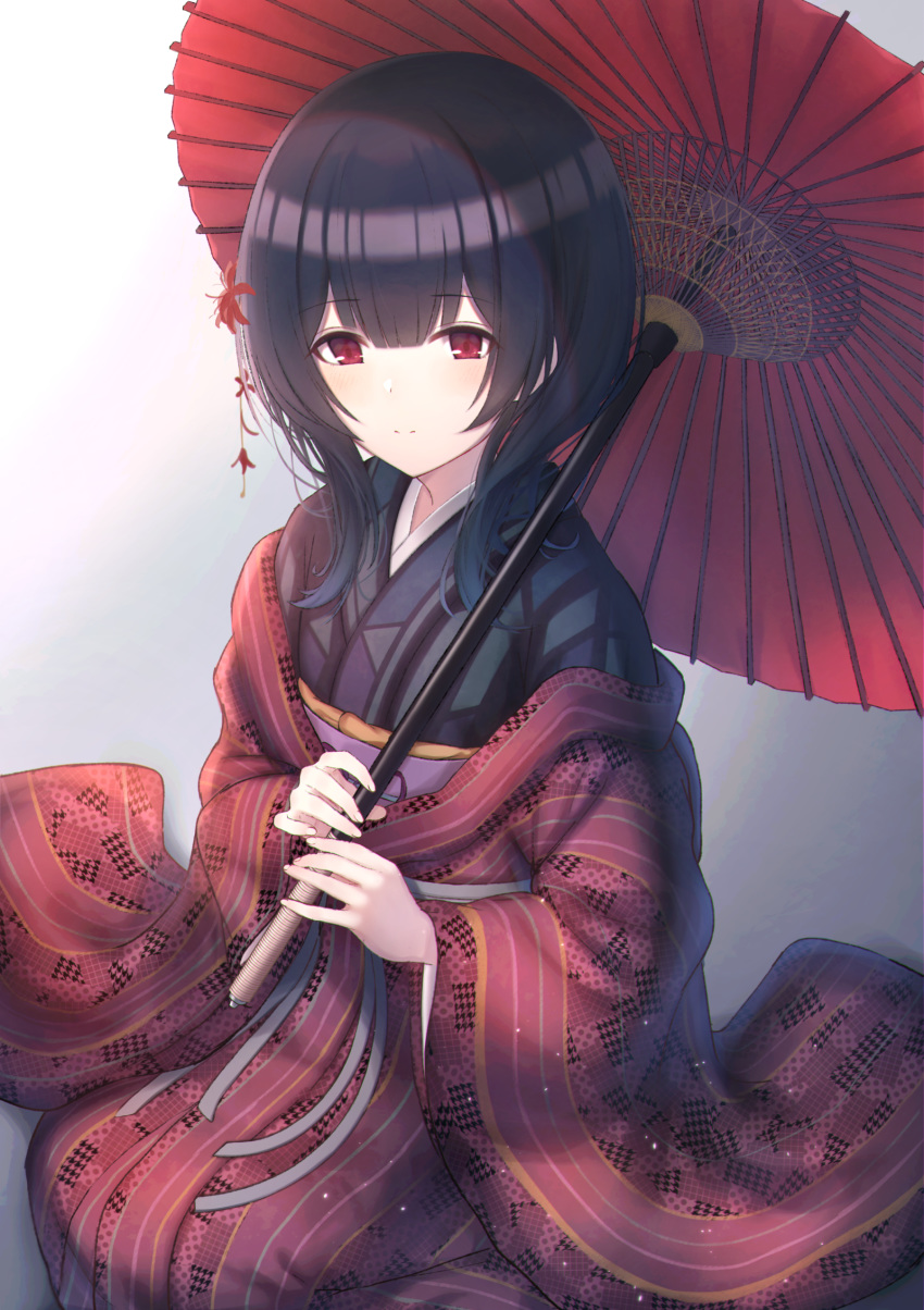 1girl, black_hair, blush, cotrpopor, flower, hair_flower, hair_ornament, highres