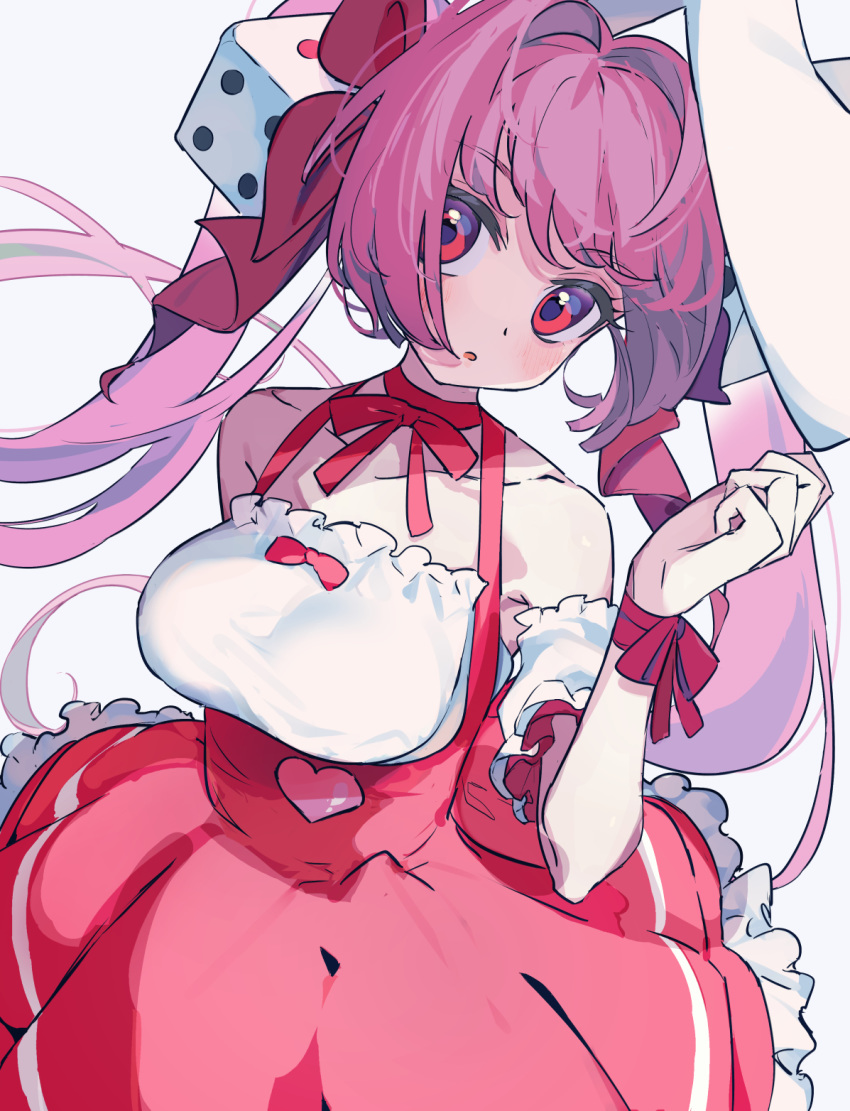 1girl, :o, animal_ears, bangs, blush, breasts, choker, di_gi_charat