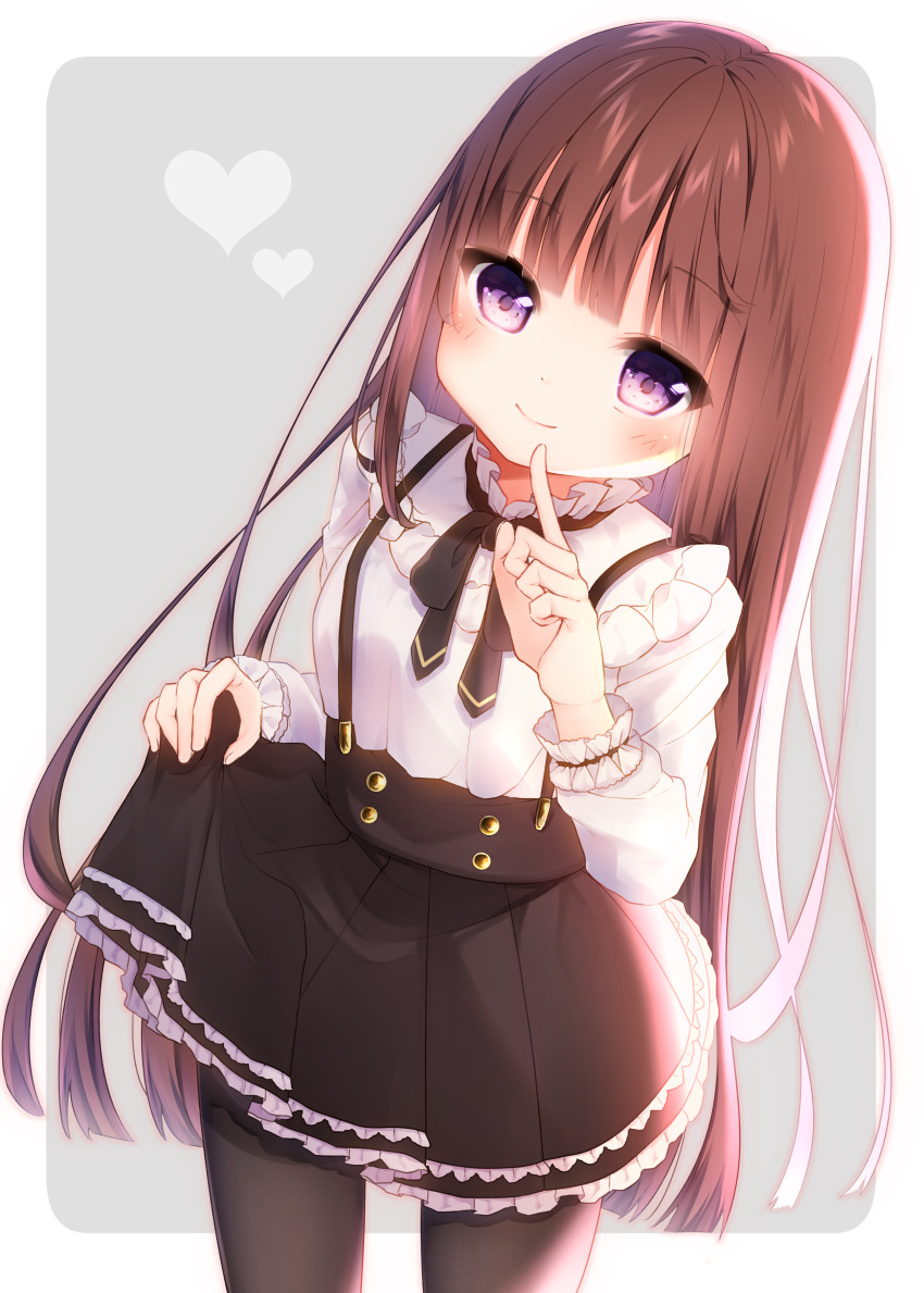 1girl, absurdres, bangs, black_legwear, black_neckwear, black_skirt, blunt_bangs, blush