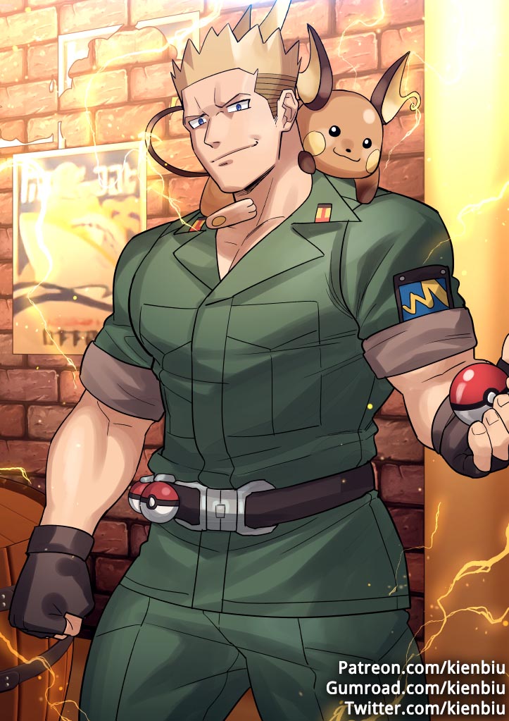 1boy, barrel, blonde_hair, brick_wall, clenched_hand, closed_mouth, commentary, english_commentary