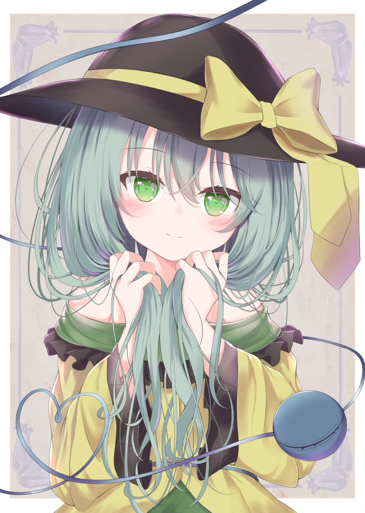 1girl, alternate_hair_length, alternate_hairstyle, bangs, bare_shoulders, blush, bow, commentary_request