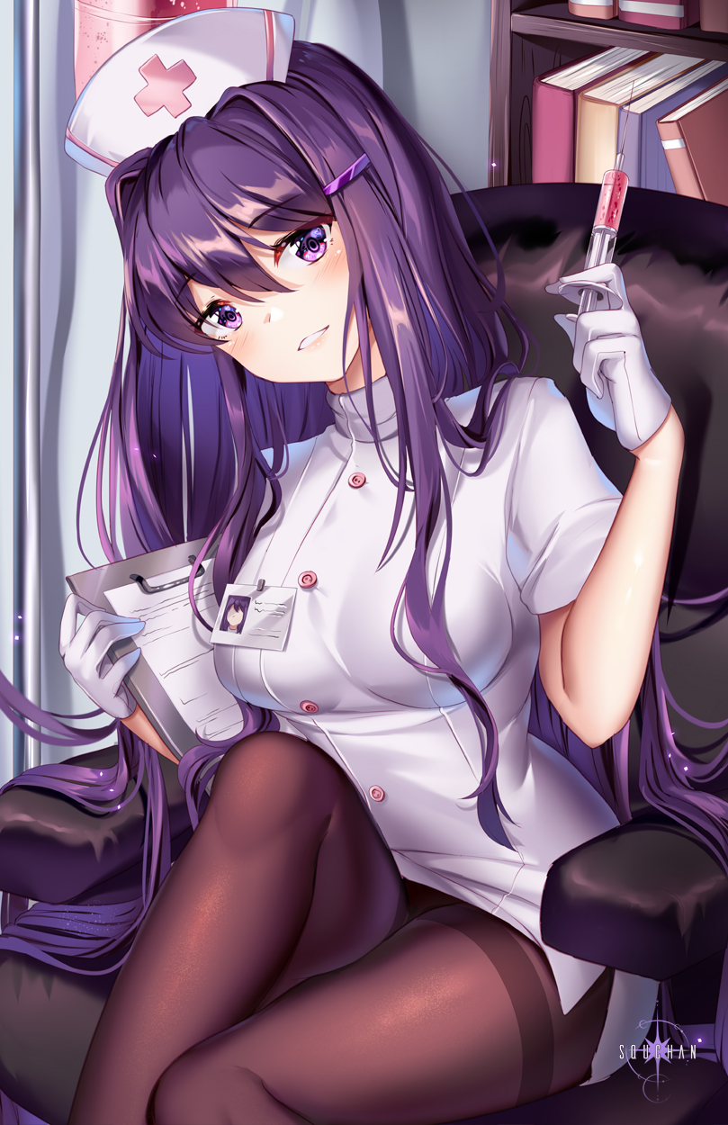 1girl, artist_name, bad_anatomy, bangs, blush, book, bookshelf, breasts