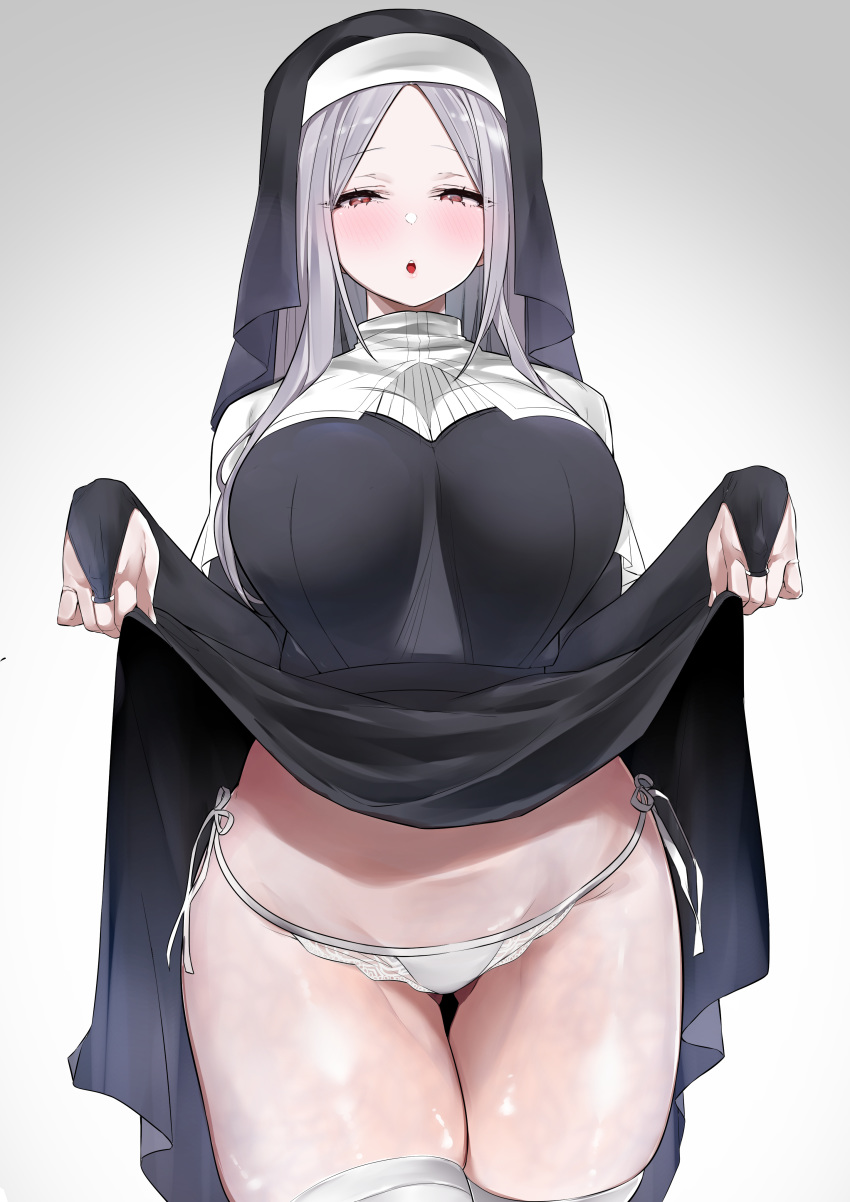 1girl, :o, absurdres, bangs, blush, breasts, bridal_gauntlets, dress