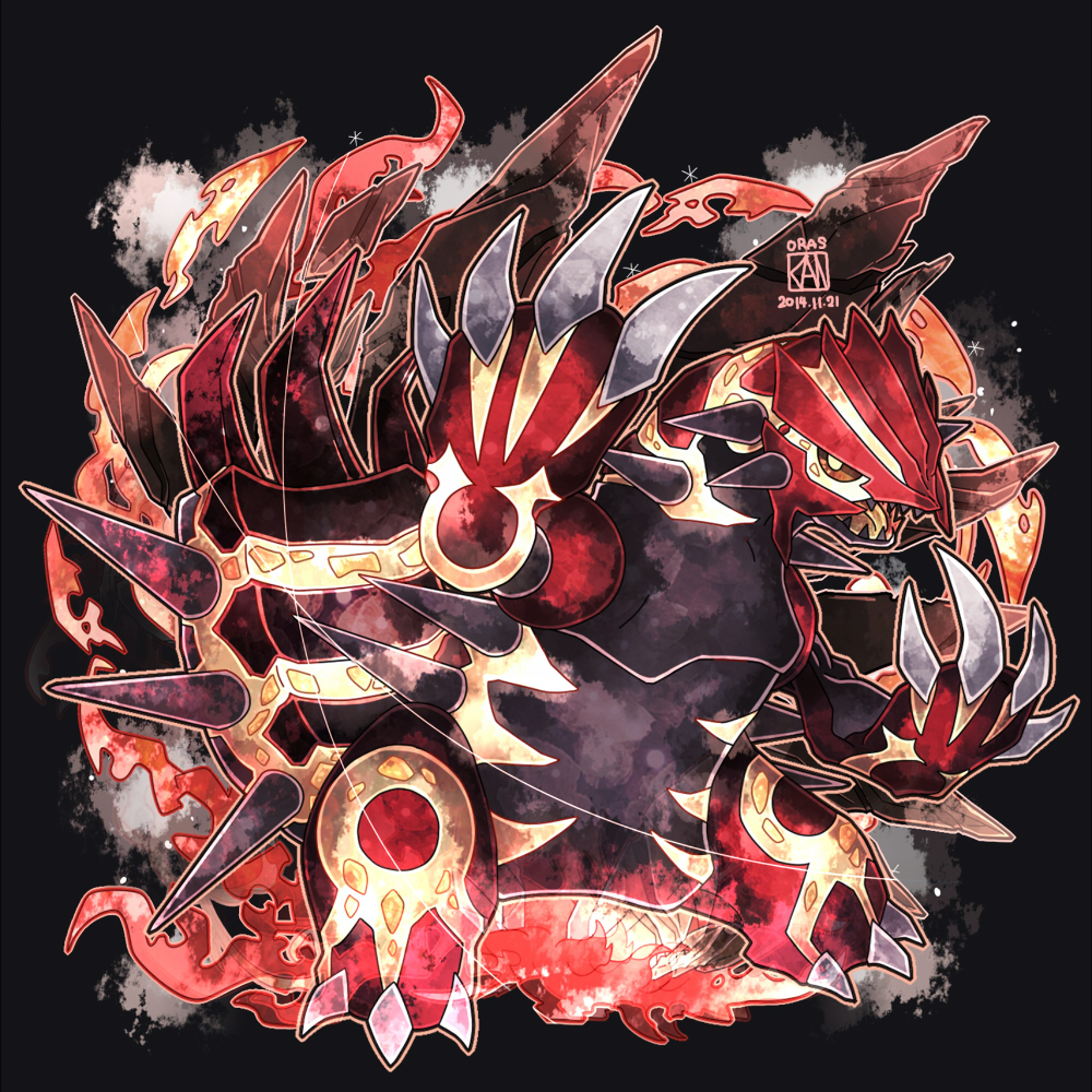 brown_eyes, claws, commentary_request, copyright_name, dated, gen_3_pokemon, groudon, kanna_(kan419_k)
