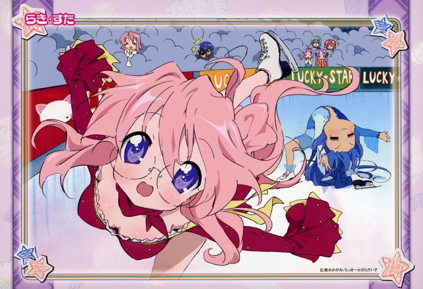 highres, hiiragi_kagami, hiiragi_tsukasa, iwasaki_minami, izumi_konata, kobayakawa_yutaka, lucky_star, skating