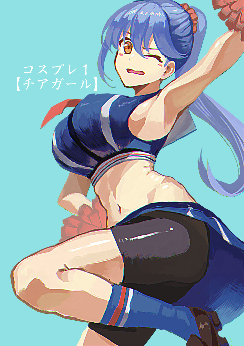 absurdres, alternate_costume, azur_lane, bike_shorts, black_shorts, breasts, cheerleader, crop_top