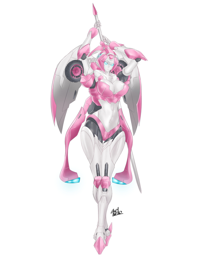 1girl, absurdres, arcee, artist_name, axelnekokitty, big_firebird_toys, blue_eyes, breasts