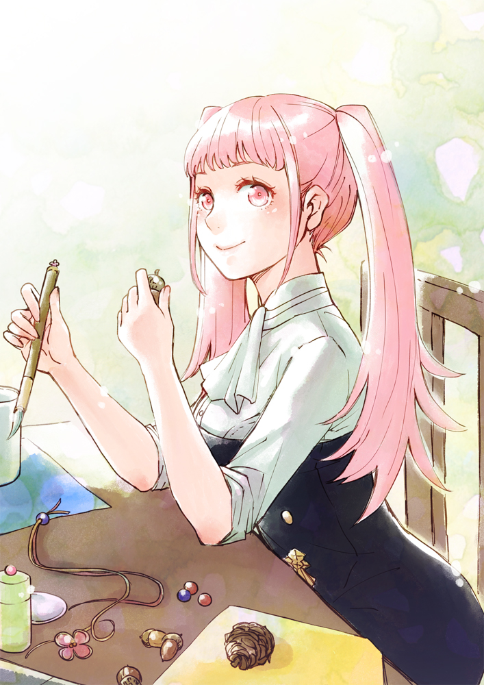 1girl, chair, closed_mouth, ebi_puri_(ebi-ebi), fire_emblem, fire_emblem:_three_houses, from_side, garreg_mach_monastery_uniform