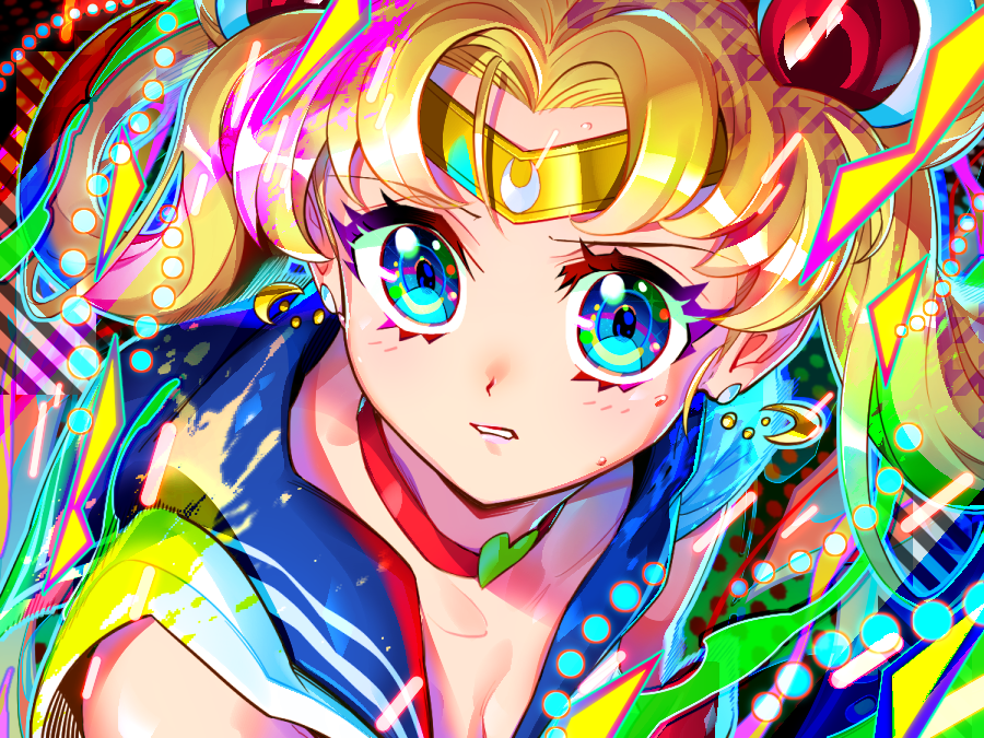 1girl, aura, bangs, bishoujo_senshi_sailor_moon, biting, blonde_hair, blue_eyes, blue_sailor_collar