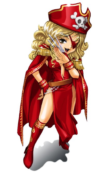 1girl, absurdres, alternate_costume, blonde_hair, bonny_(mini_fighter), breasts, brown_eyes, claws