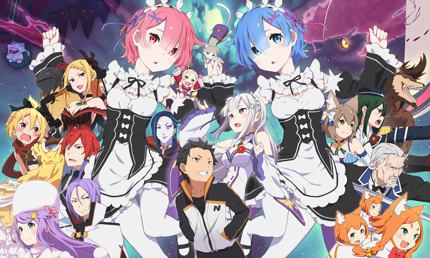 6+boys, 6+girls, beatrice_(re:zero), crusch_karsten, emilia_(re:zero), errant, everyone, felix_argyle
