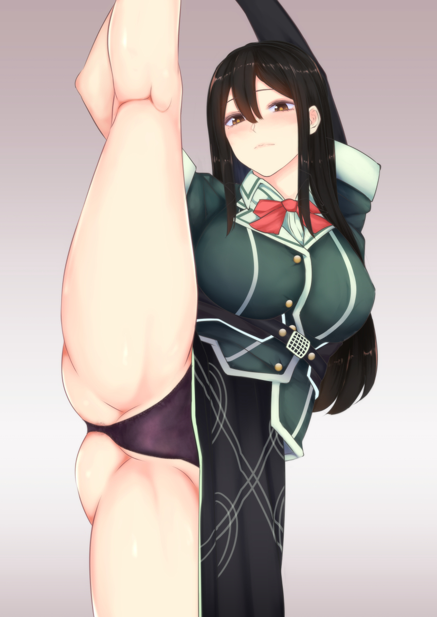 1girl, 2ealot, black_eyes, black_gloves, black_hair, black_panties, black_skirt, breasts