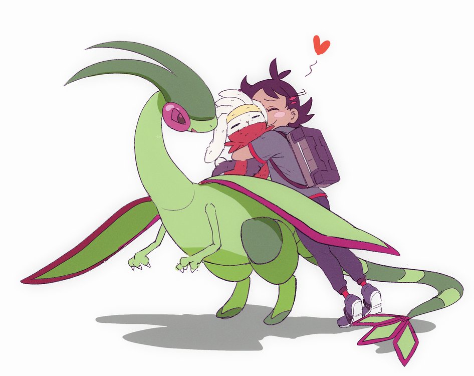 1boy, antenna_hair, blush_stickers, closed_eyes, closed_mouth, commentary_request, flygon, gen_3_pokemon
