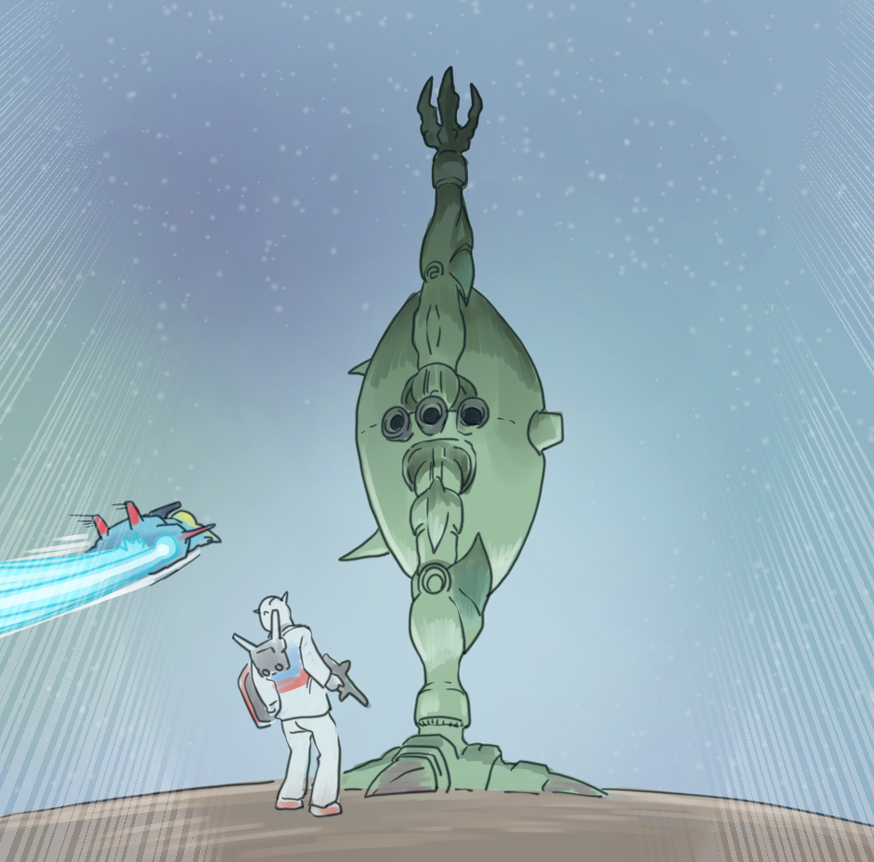 beam_rifle, big_zam, emphasis_lines, energy_gun, g-fighter, gun, gundam, holding