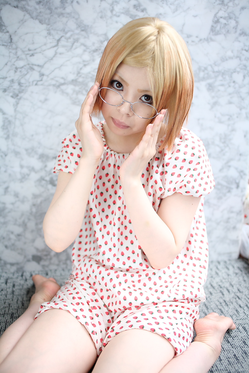 blonde_hair, cosplay, dress, glasses, ichigo_mashimaro, mamiya_tamaki, photo, sakuragi_matsuri
