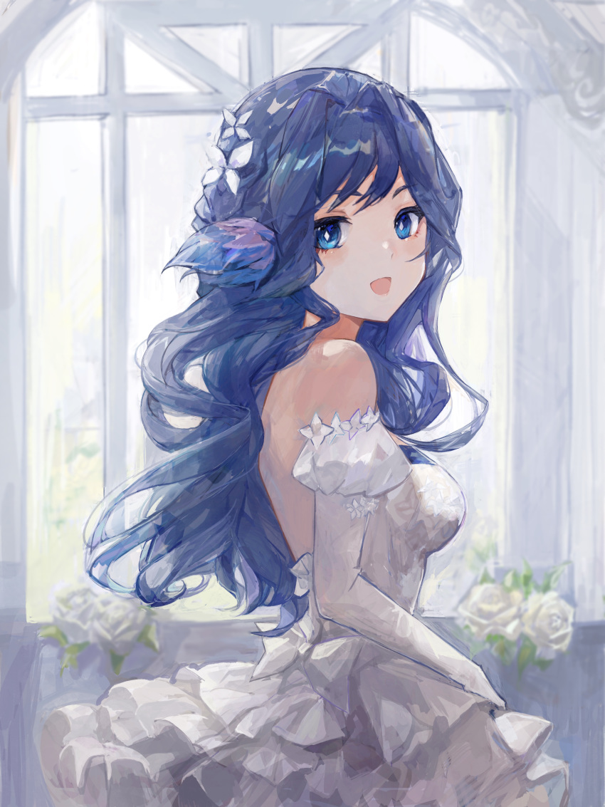 1girl, absurdres, alternate_costume, arknights, astesia_(arknights), blue_eyes, blue_hair, breasts
